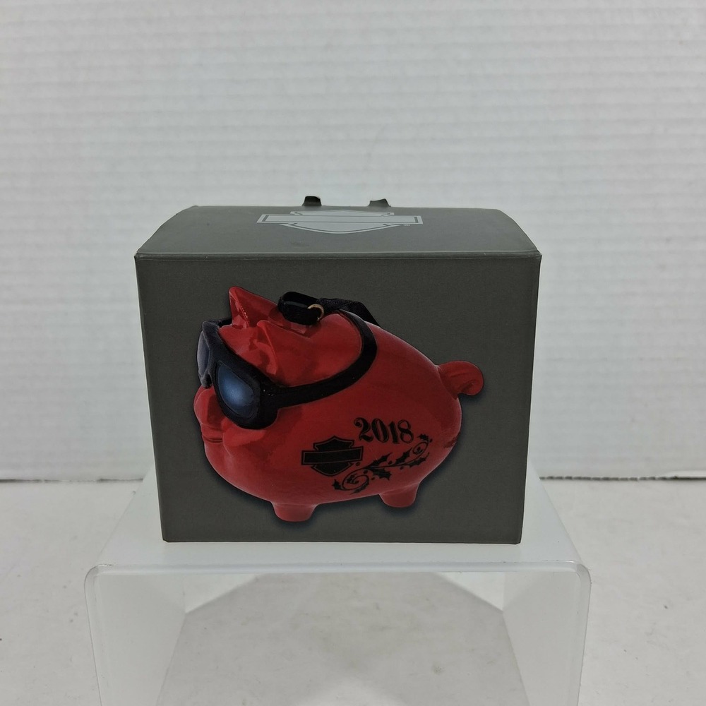 Harley Davidson 2018 Red‎ Hog Pig Ornament W/Goggles HDX-99128 Dealer Exclusive